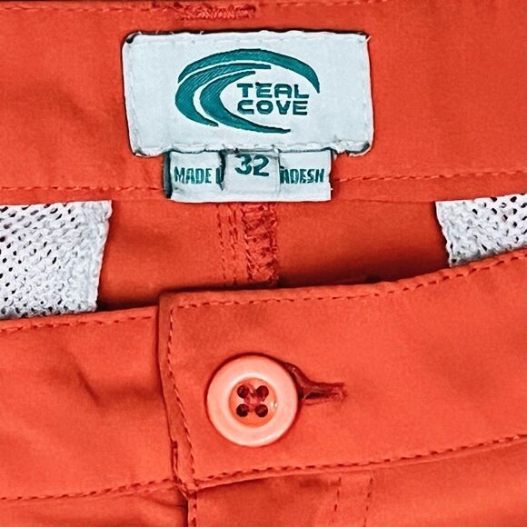 Teal Cove Swim Surf Orange Men’s Shorts Stretch Hybrid Zip Sz 32 - Picture 9 of 9
